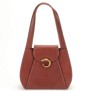 Vintage Cartier Panthère Shoulder Bag in Chestnut Brown Grained Leather